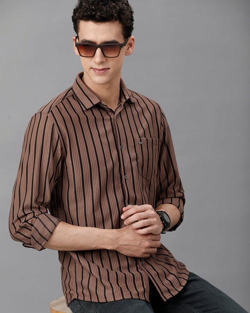Brown Stripe shirt in Rayon