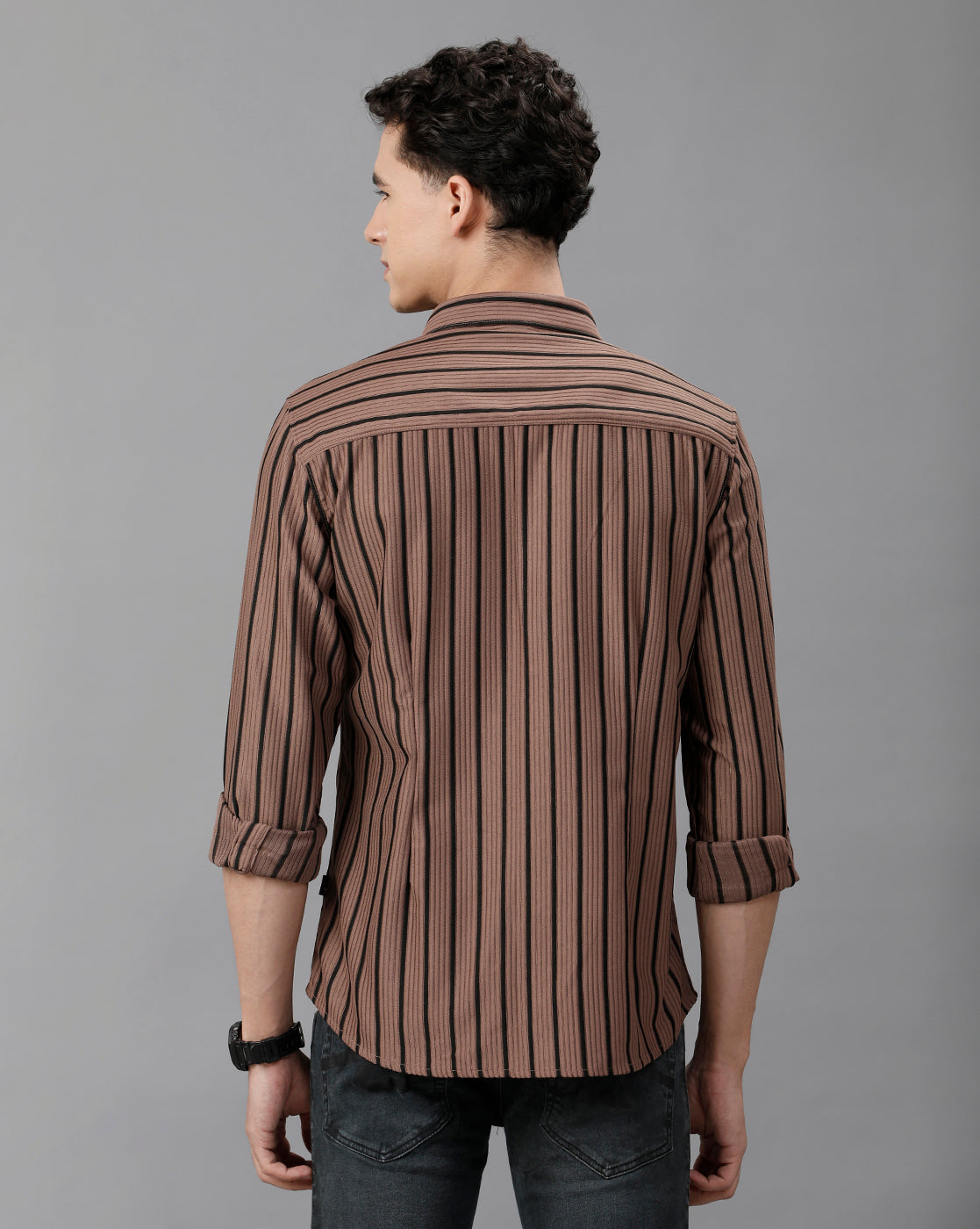 Brown Stripe shirt in Rayon