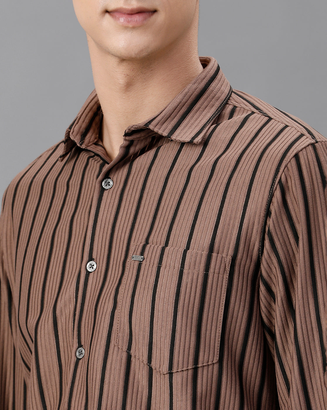 Brown Stripe shirt in Rayon