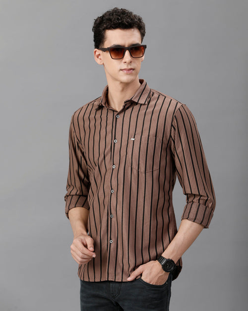 Brown Stripe shirt in Rayon