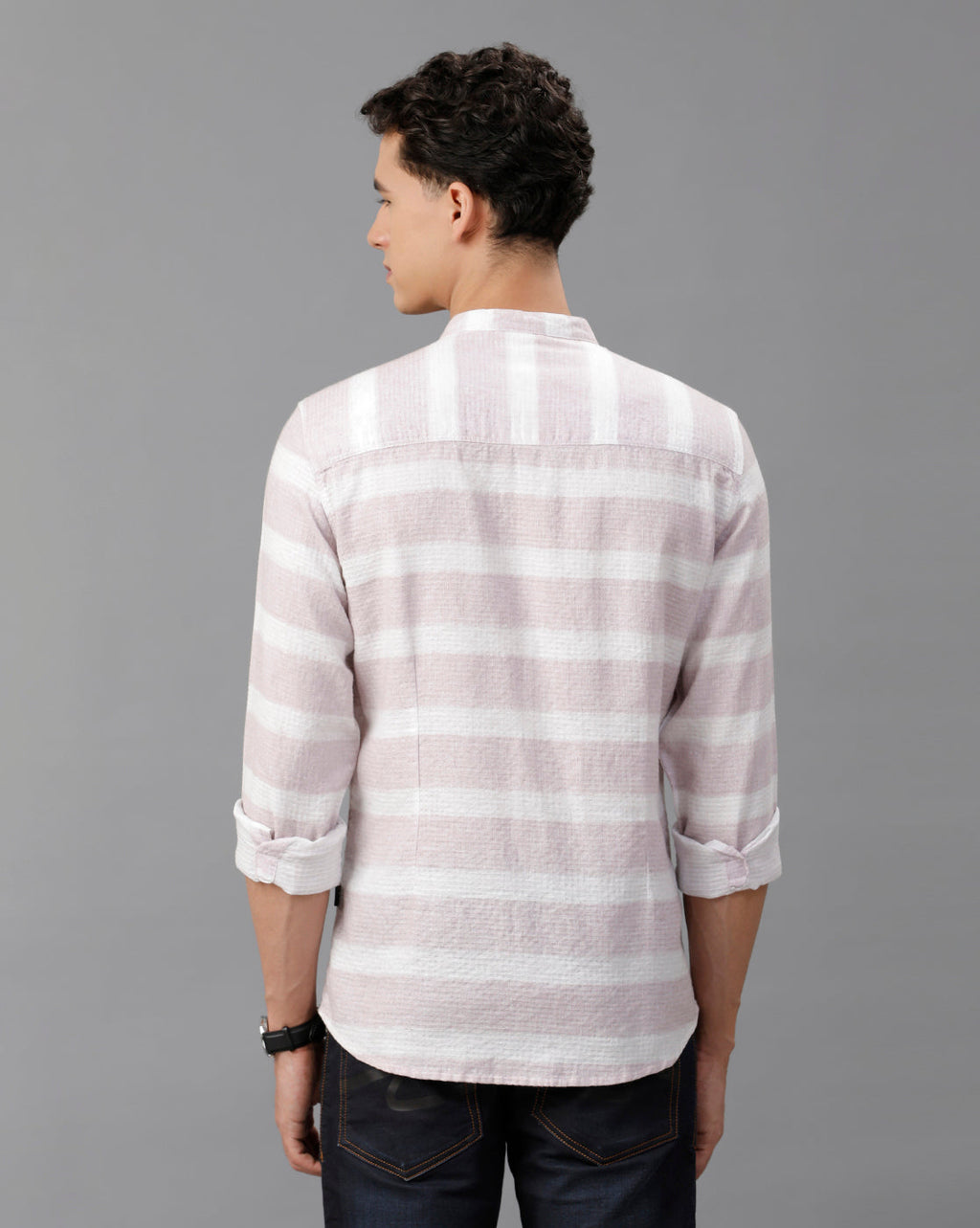 IDENTITI Men Slim Fit Mandarin Collar Printed Shirt