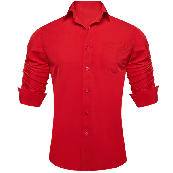 Full Sleve Red Solid Shirt