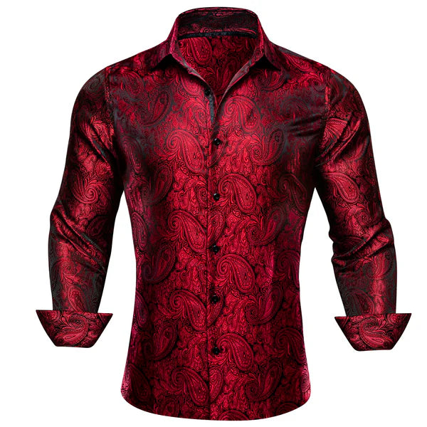 Full Sleve Red Solid Shirt